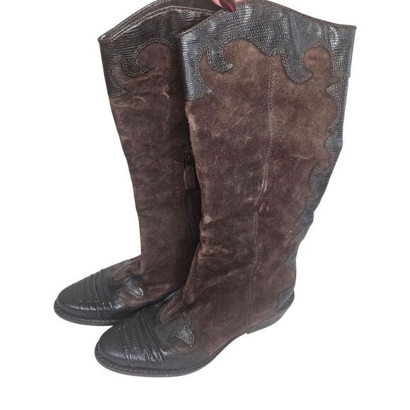 Franco Sarto Shoes - Franco Sarto Brown Suede Leather Western Boots Womens Size 5.5